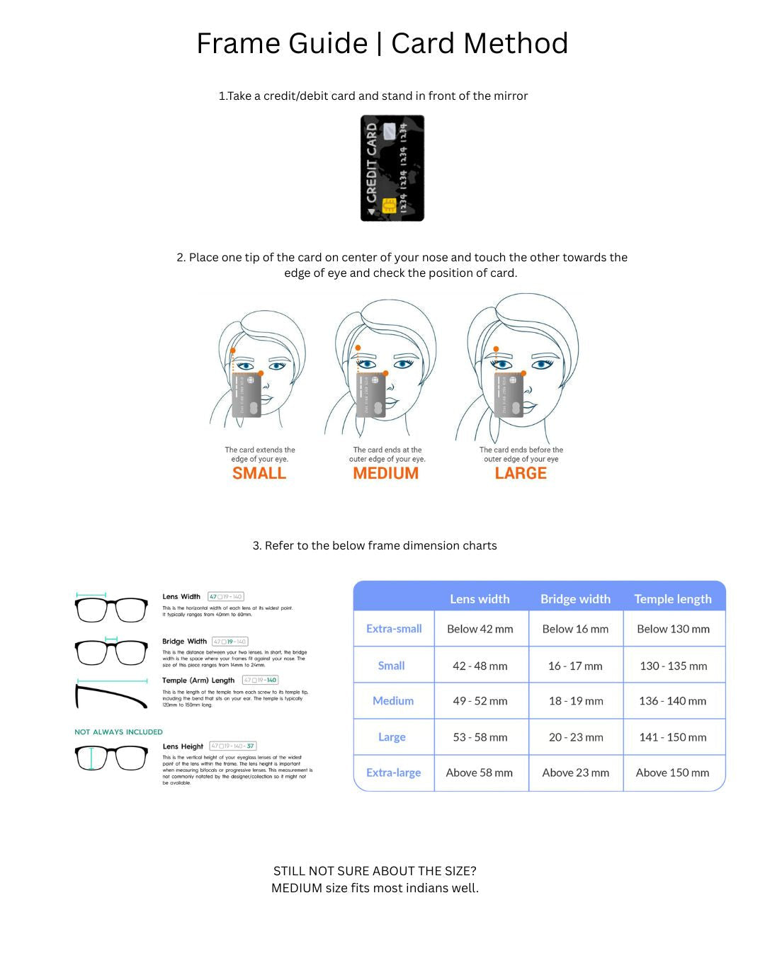 Frame Size Guide Using Card Method